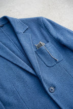 Sebastian | Męski blazer jeansowy z klapami, strukturalny blazer na guziki | Rokishi