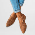 Sophie | Damskie zamszowe loafersy, wyściełane buty codzienne | Rokishi | Khaki