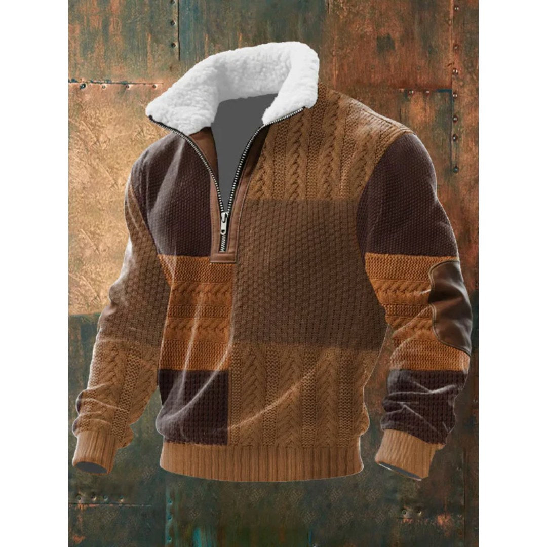 Spencer | Męski sweter polarowy z wysokim kołnierzem, ciepły sweter do zestawiania | Rokishi | Jasny brąz