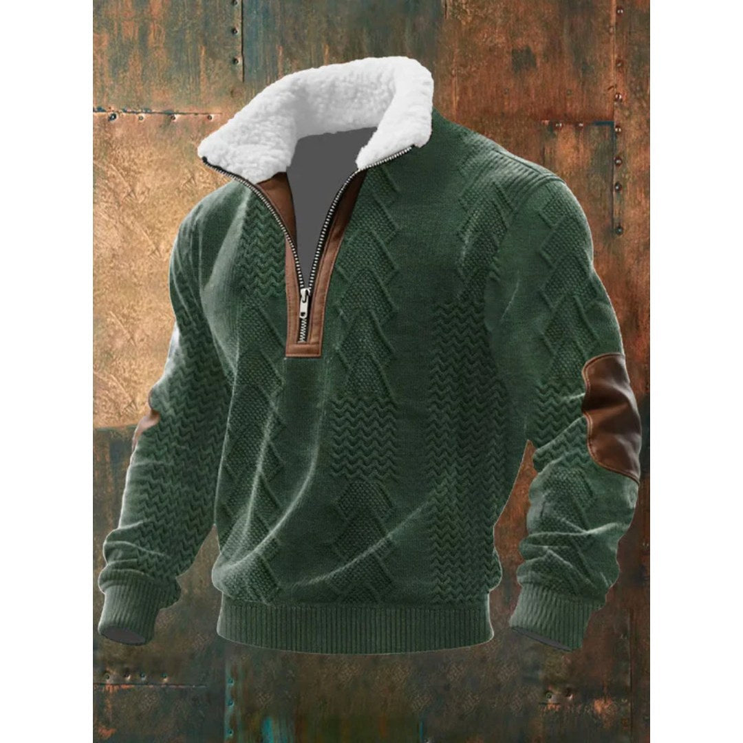 Spencer | Męski sweter polarowy z wysokim kołnierzem, ciepły sweter do zestawiania | Rokishi | Szaro-biały