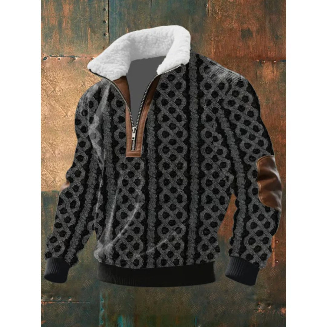 Spencer | Męski sweter polarowy z wysokim kołnierzem, ciepły sweter do zestawiania | Rokishi | Szaro-biały