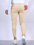 Stefan | Męskie chinosy slim fit w kolorze niebieskim, elastyczne spodnie biznesowe | Rokishi | Czysta czerń