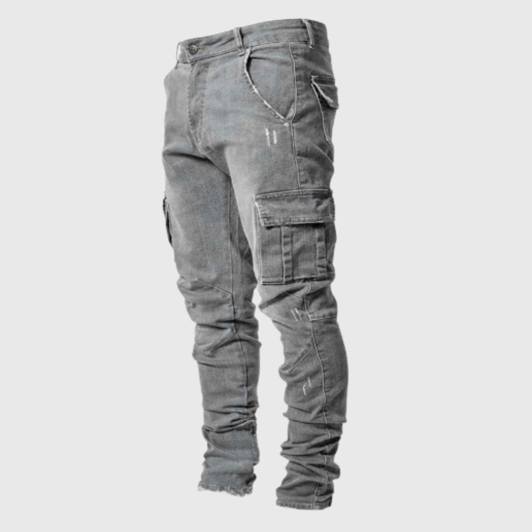 Stuart | Męskie jeansy casualowe Ultra-Stretch, wąsko krojone jeansy | Rokishi | Niebieski