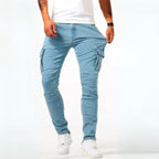 Stuart | Męskie jeansy casualowe Ultra-Stretch, wąsko krojone jeansy | Rokishi | Niebieski
