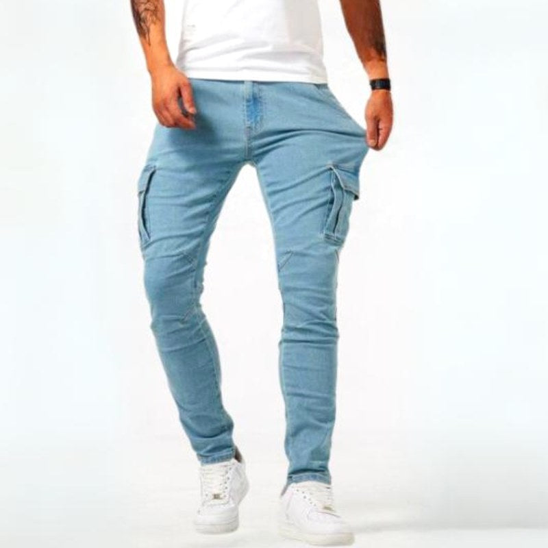 Stuart | Męskie jeansy casualowe Ultra-Stretch, wąsko krojone jeansy | Rokishi | Niebieski
