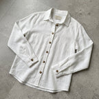 Suzanne | Damska bluzka z mieszanki lnu z klasycznym kołnierzem, luźno skrojona koszula | Rokishi | Biały