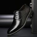 Thomas | Męskie sznurowane buty z detalami brogue, eleganckie buty biznesowe | Rokishi | Czarny