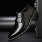 Thomas | Męskie sznurowane buty z detalami brogue, eleganckie buty biznesowe | Rokishi | Czarny