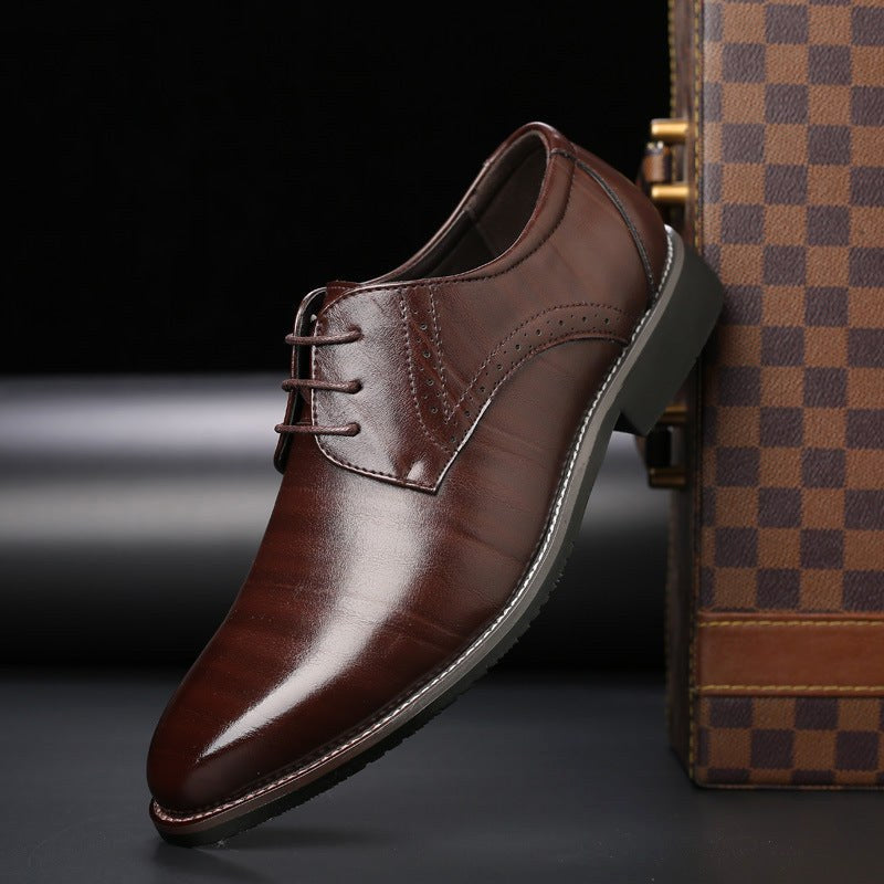 Thomas | Męskie sznurowane buty z detalami brogue, eleganckie buty biznesowe | Rokishi | Czarny