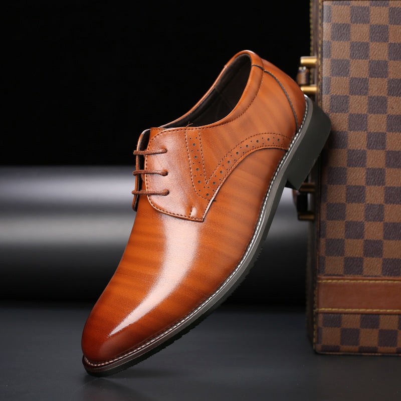 Thomas | Męskie sznurowane buty z detalami brogue, eleganckie buty biznesowe | Rokishi | Czarny
