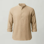 Tomasz | Męska lniana koszula z klasycznym kołnierzem, elegancka letnia koszula | Rokishi