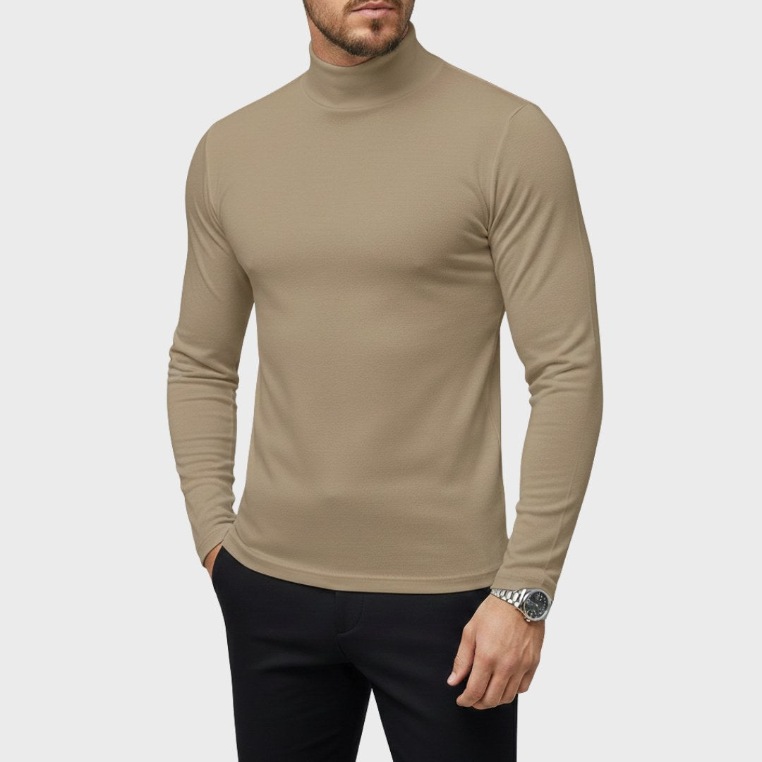 Uwe | Męski sweter z golfem o smukłym kroju, elegancki sweter jesienny | Rokishi | Czarny