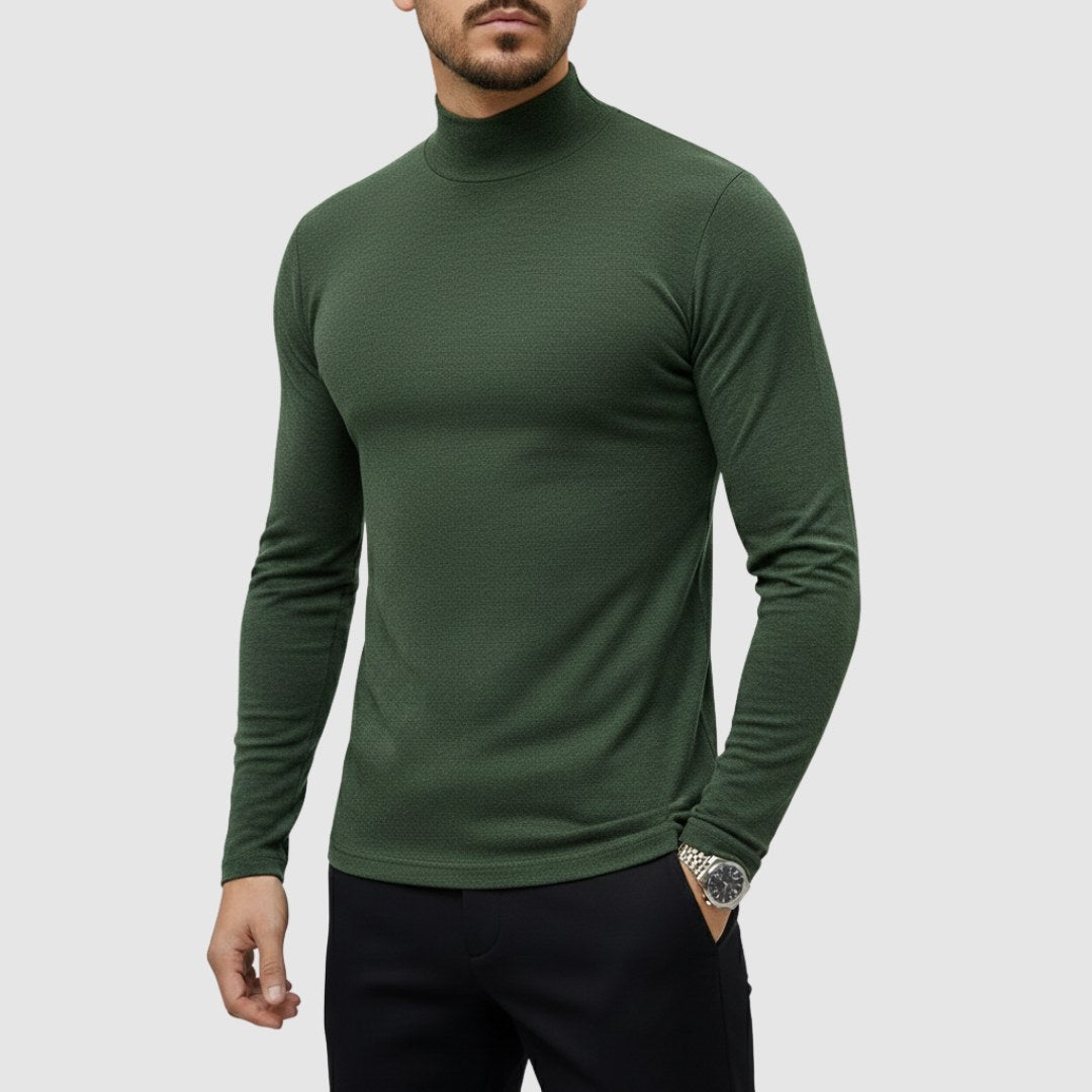 Uwe | Męski sweter z golfem o smukłym kroju, elegancki sweter jesienny | Rokishi | Czarny