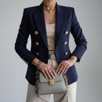 Vivienne | Damski dwurzędowy blazer, żakiet z klapami | Rokishi | Biały
