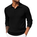 Volker | Męski sweter z kołnierzykiem polo, elegancki sweter z dzianiny | Rokishi | Niebieski