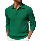 Volker | Męski sweter z kołnierzykiem polo, elegancki sweter z dzianiny | Rokishi | Niebieski