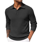 Volker | Męski sweter z kołnierzykiem polo, elegancki sweter z dzianiny | Rokishi | Niebieski