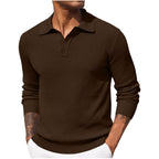 Volker | Męski sweter z kołnierzykiem polo, elegancki sweter z dzianiny | Rokishi | Niebieski