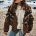 Winifred | Damski pluszowy płaszcz zimowy, jesienny płaszcz w stylu retro | Rokishi | Brązowy