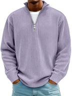 Wolfgang | Męski sweter z półzamkiem, strukturalny modny sweter | Rokishi | Niebieski