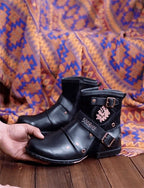 Wolfgang | Męskie skórzane buty w stylu biker, klasyczne buty motocyklowe | Rokishi