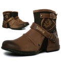 Wolfgang | Męskie skórzane buty w stylu biker, klasyczne buty motocyklowe | Rokishi