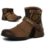 Wolfgang | Męskie skórzane buty w stylu biker, klasyczne buty motocyklowe | Rokishi