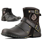 Wolfgang | Męskie skórzane buty w stylu biker, klasyczne buty motocyklowe | Rokishi