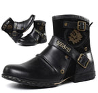 Wolfgang | Męskie skórzane buty w stylu biker, klasyczne buty motocyklowe | Rokishi