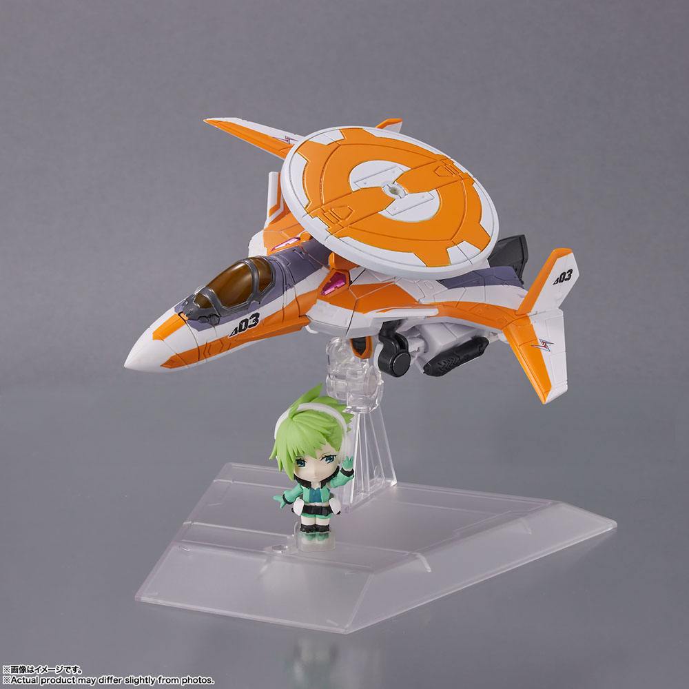 Macross Delta Tiny Session Vehicle mit Action Figure VF-31E Siegfried (Chuck Mustang Use) with Reina Prowler 10 cm