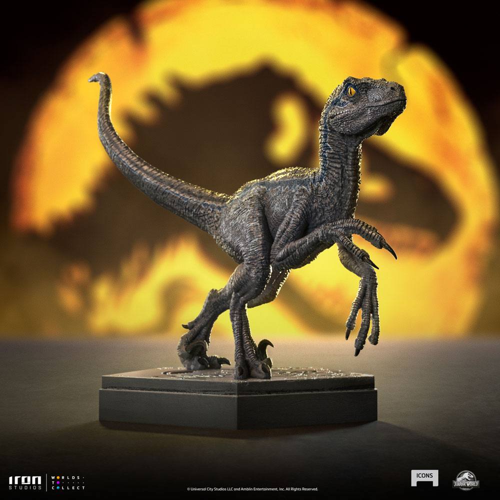 Jurassic World Icons Statue Velociraptor Blue 9 cm