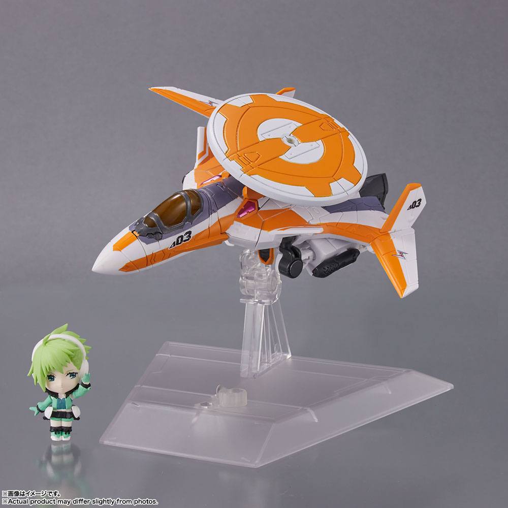 Macross Delta Tiny Session Vehicle mit Action Figure VF-31E Siegfried (Chuck Mustang Use) with Reina Prowler 10 cm