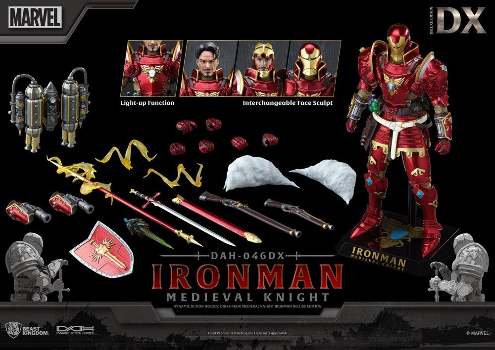 Marvel Dynamic 8ction Heroes Action Figure 1/9 Medieval Knight Iron Man Deluxe Version 20 cm