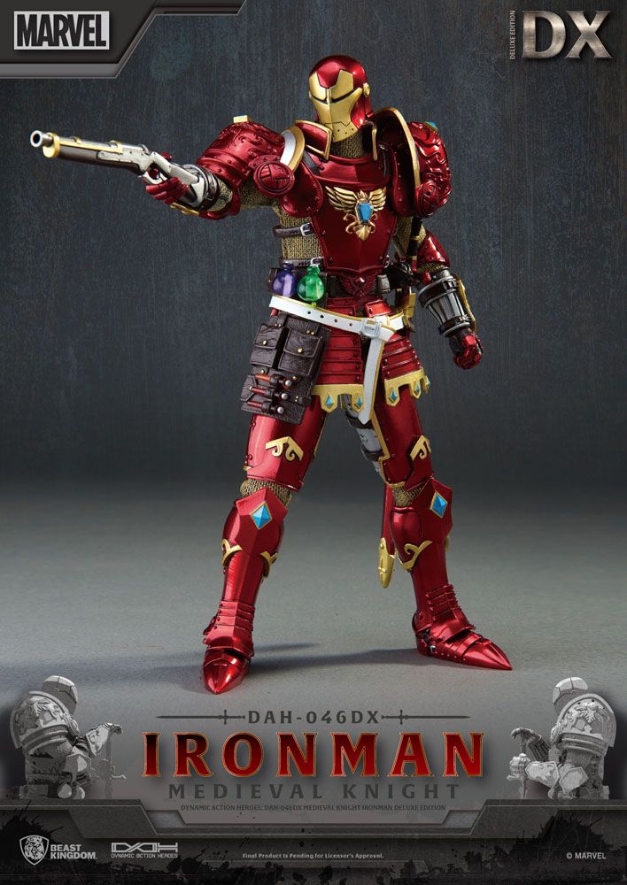 Marvel Dynamic 8ction Heroes Action Figure 1/9 Medieval Knight Iron Man Deluxe Version 20 cm