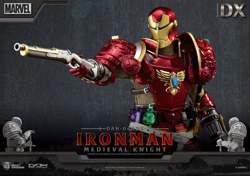 Marvel Dynamic 8ction Heroes Action Figure 1/9 Medieval Knight Iron Man Deluxe Version 20 cm