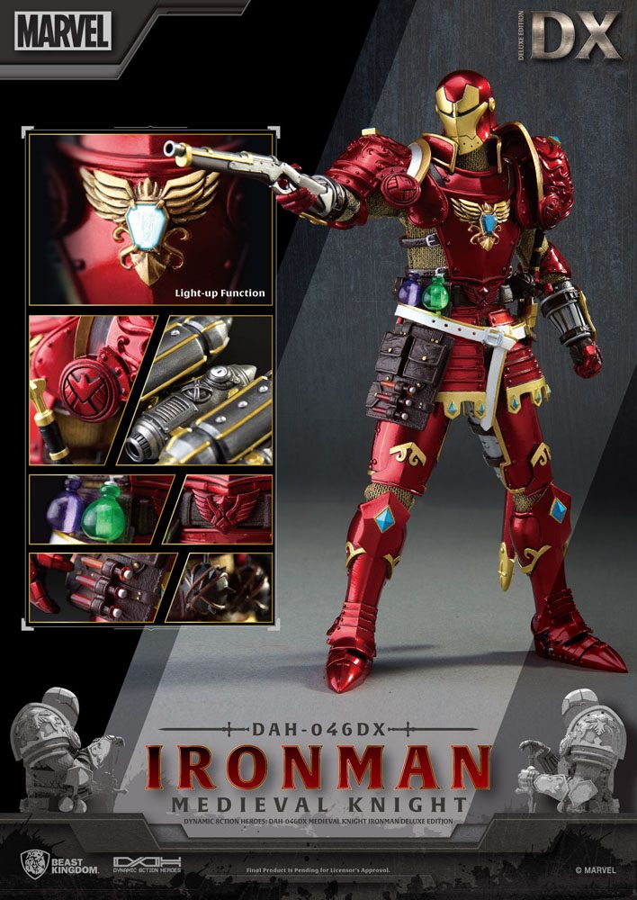 Marvel Dynamic 8ction Heroes Action Figure 1/9 Medieval Knight Iron Man Deluxe Version 20 cm