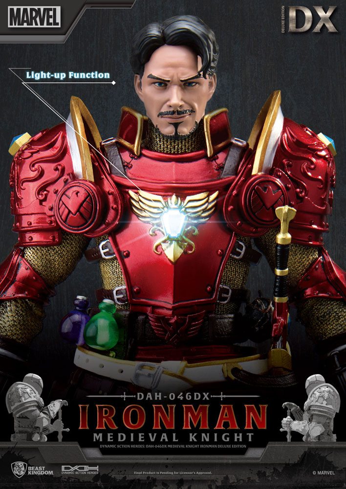 Marvel Dynamic 8ction Heroes Action Figure 1/9 Medieval Knight Iron Man Deluxe Version 20 cm